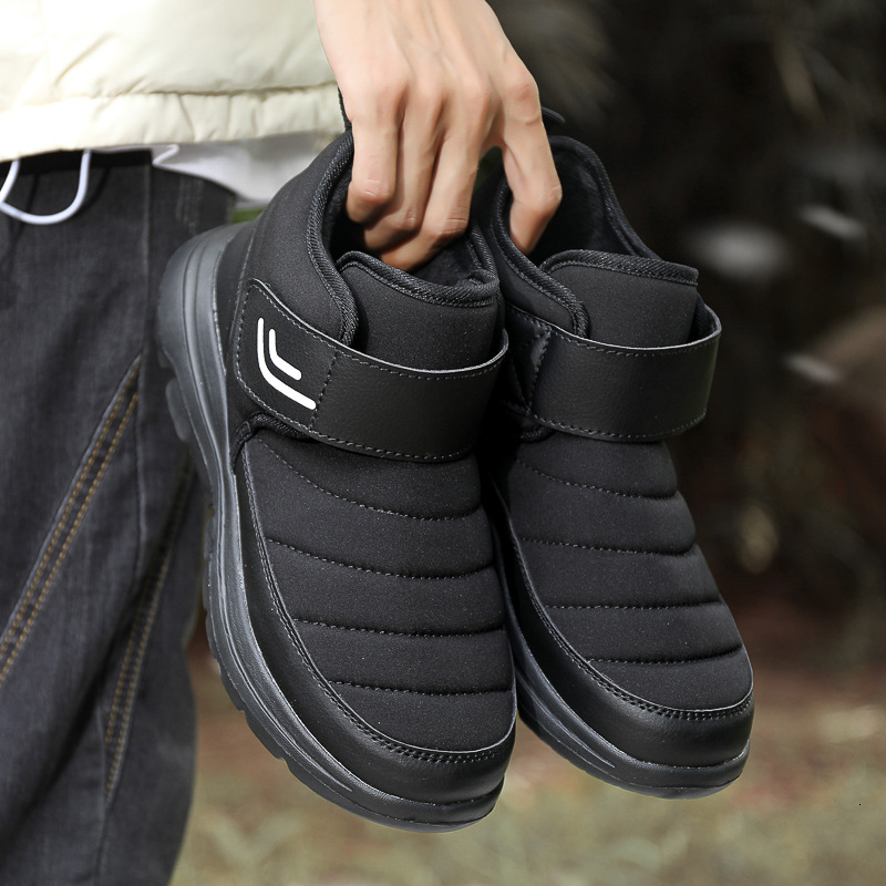 Couple's slip resistant snow boots, outdoor warm plush hiking shoes, autumn and winter new high top cotton shoes