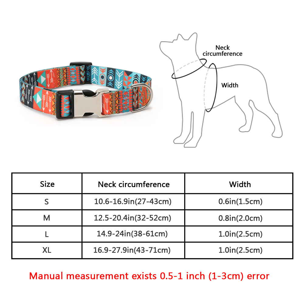 Custom Dog Collar Adjustable Nylon Printed ID Tag Name Free Nameplate Personalized Small Large Medium Pet Engraved Dogs Collars