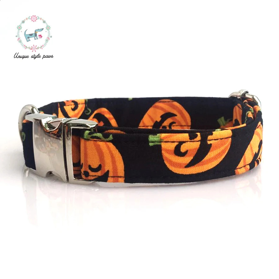 Halloween pumpkin collar and belt set with bow dog and cat necklaces dog belts for pet gifts 240914