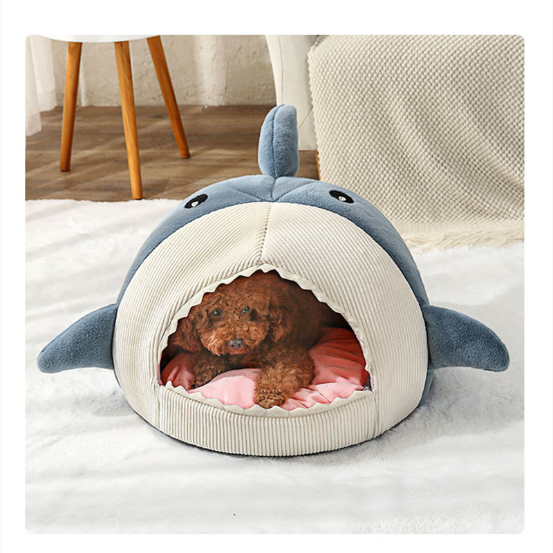 Bed Winter Warm Semi-enclosed Big Mouth Shark Dog Kennel Pad Pet Supplies Comfortable Cat House Sleep Bag Dropshipping