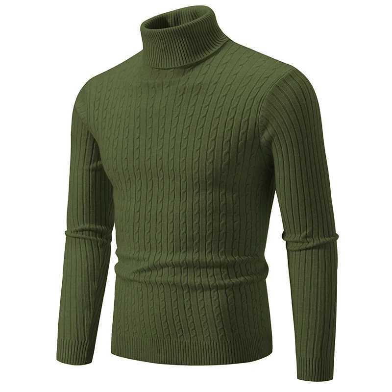 New Arrival Autumn and Winter Mens High Collar Sweater Solid Color Plain Knitted Warm Casual Turtle Neck Sweater Z241111