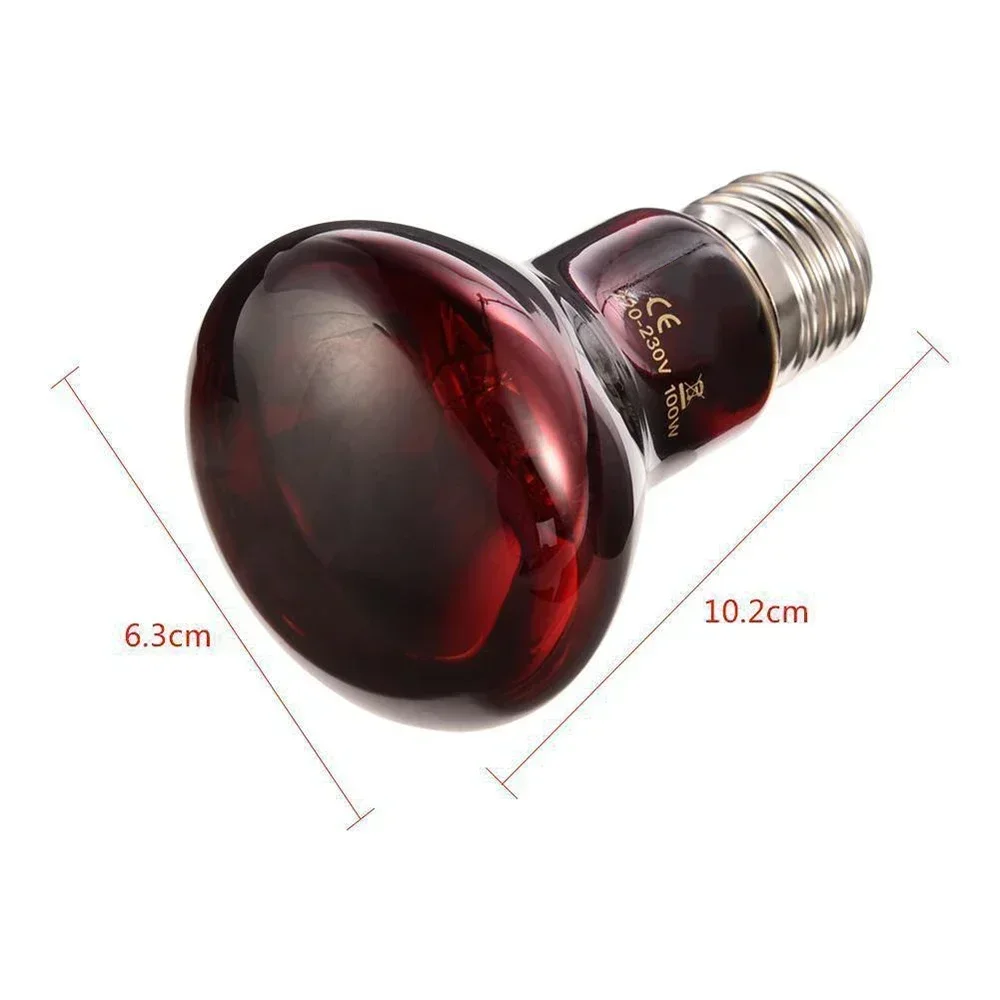 25/40/50/60/75/100W Amphibious Red Heating Lamp Infrared Glass Lamp Accessories Bulb Reptiles Snake Lizards Reptile Heating Lamp