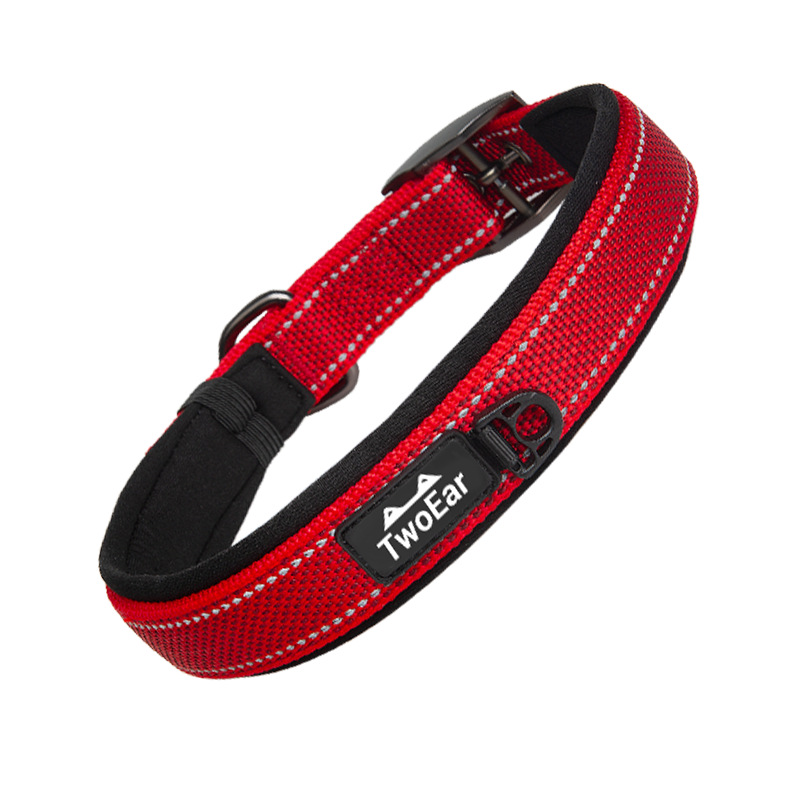 Nylon Reflective Pet Collar,scuba Cloth Lined,adjustable Dog Collar with Alloy Fasteners for Training of Large,medium Small Dogs