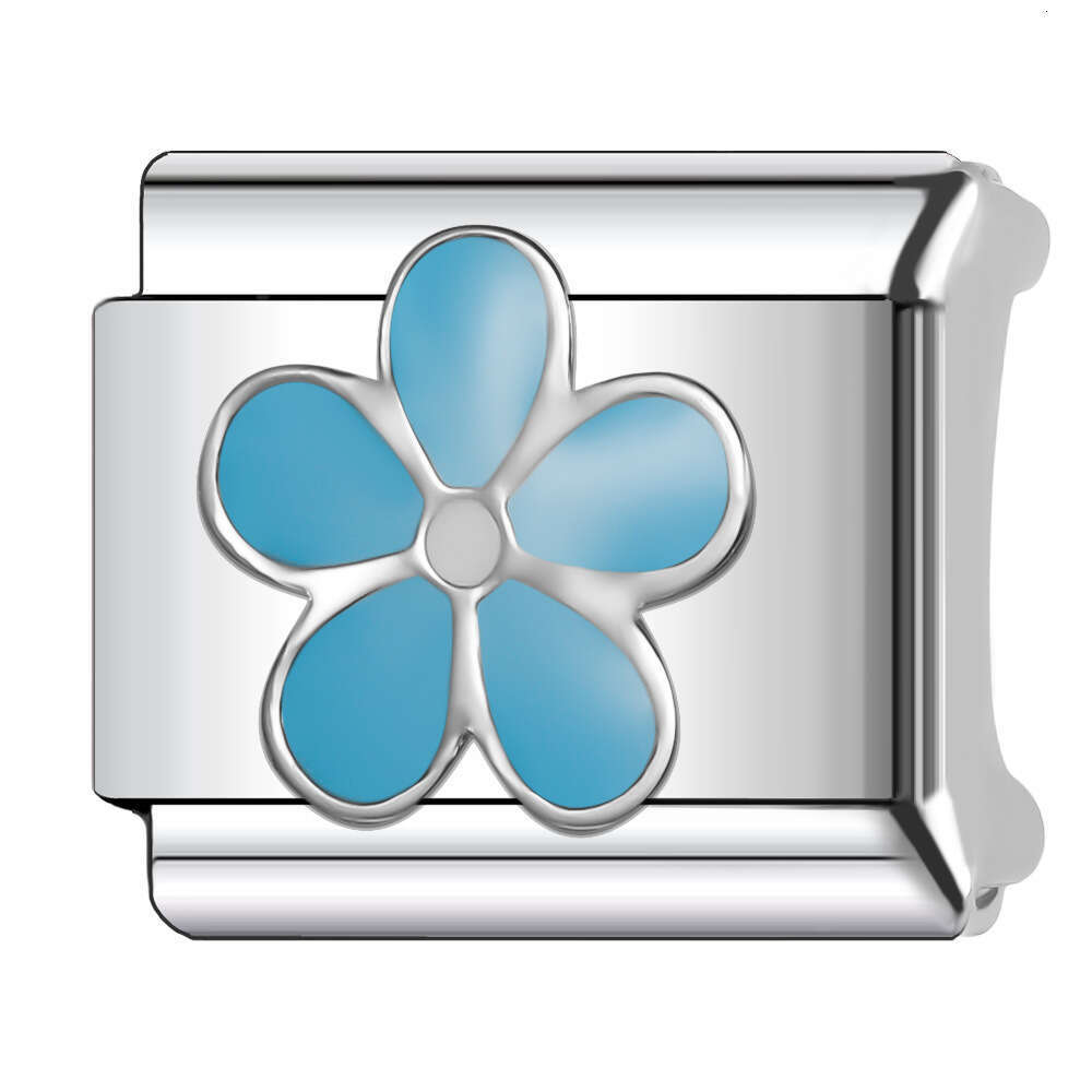 New Women's Gift blue butterfly Bead Italian Charms Links Bangle Beads Fit 9mm Stainless Steel Bracelet Making DIY For Women Fashion Jewelry