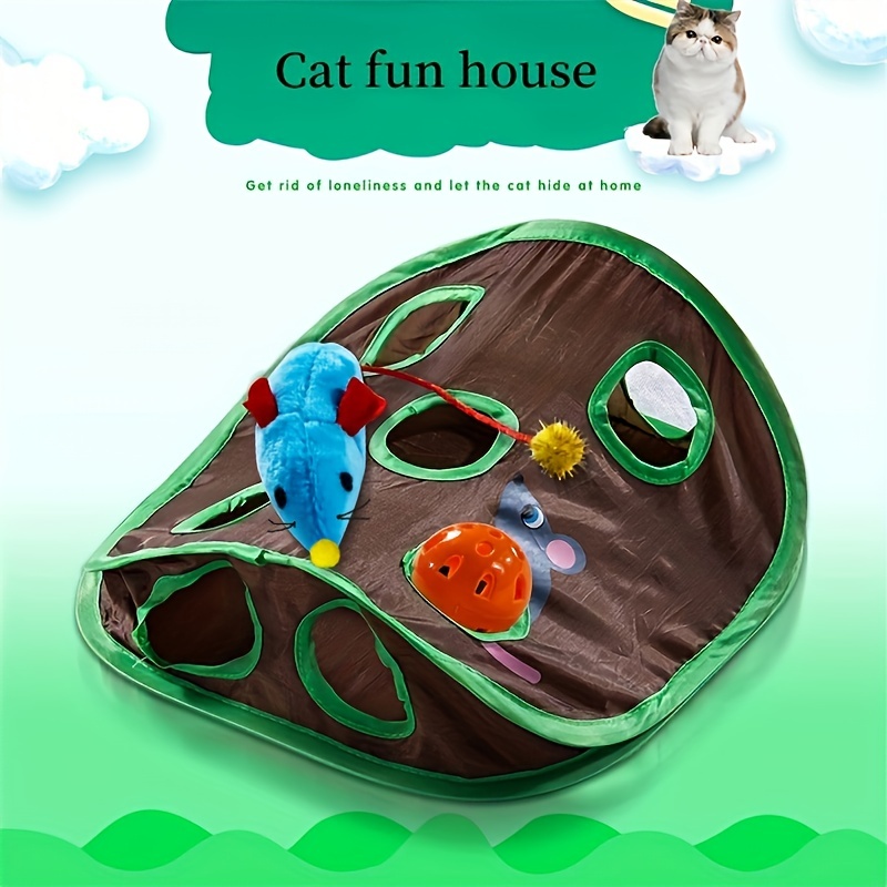 Pet Cat Interactive Hide-and-seek Toy, 9 Hole Tunnel Rat Catching Toy, Pet Hiding Hole, Foldable Toy