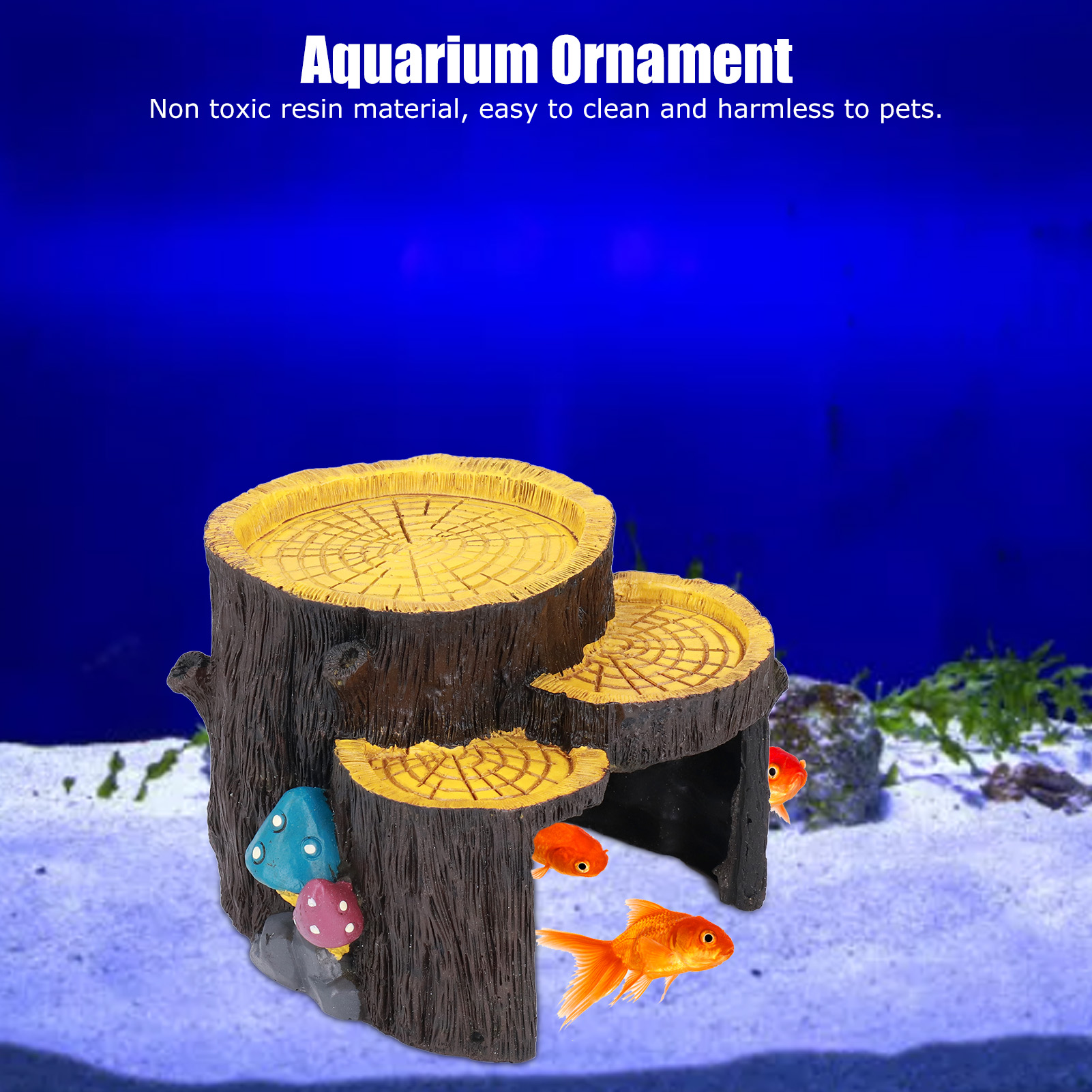Resin Mini Stump Shape, Hiding Hole, Wooden Cave, Artificial Aquarium Plants, Ornaments for Shelter