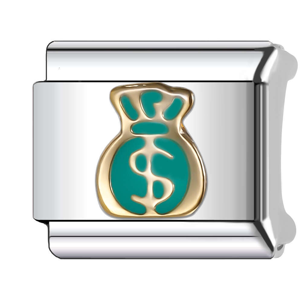 New Women's Gift Green Flower Earth Red Wine Bead Italian Charms Links Bangle Beads Fit 9mm Stainless Steel Bracelet Making DIY For Women accesso