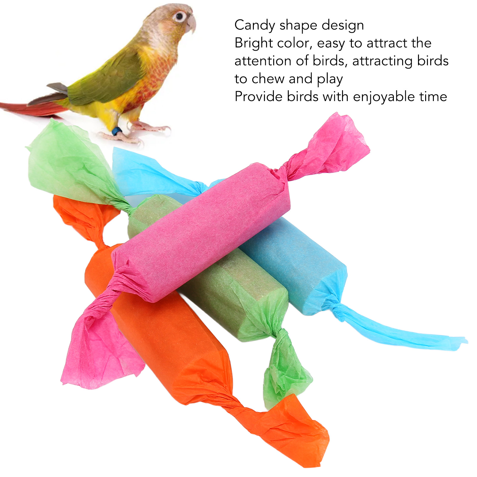 Cute Candy Shape Bird Chew Toys for Parrot, Sola Sticks, Interactive Fun, Parakeets, Cockatiels, Parrotlets, 4Pcs