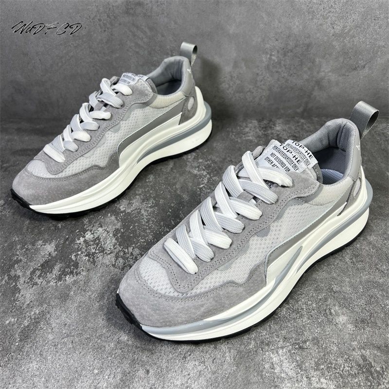 Chunky Sneaker Men Retro Running Shoes Fashion Casual Microfiber Leather Mesh Breathable Height Increased Platform Sport Shoes