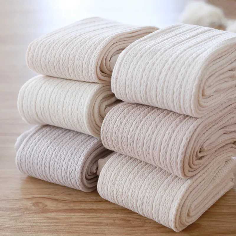 2023 New Design Sweet Retro Milk White Cotton Legs Women Vertical Twist Pantyhose Fleece Lined Warm Slimming Leg Winter ShapingX240914