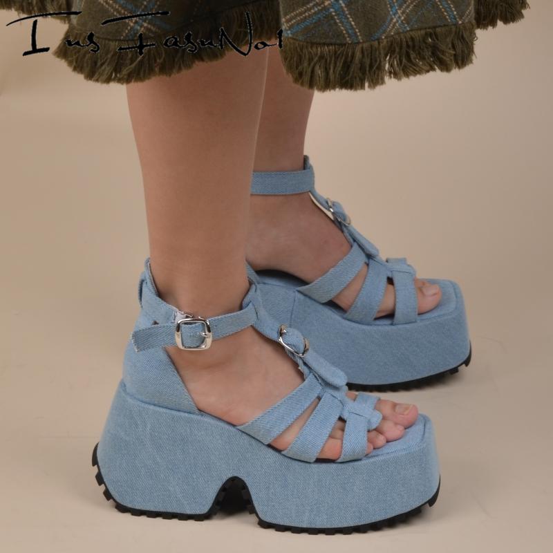 Fashion Thick Bottom High Platform Women Sandals Buckle Strap Increasing All Match Dress Shoes Open Toe Female Modern Sandals
