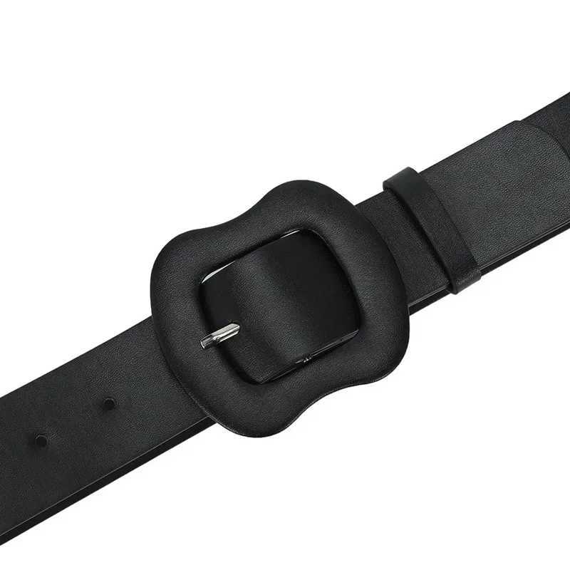 Fahison New 3.8cm X105cm PU Leather Ladies Belt Gourd Buckle Solid Color Decorative Jeans Dress Belt for Women White Black PinkX240914