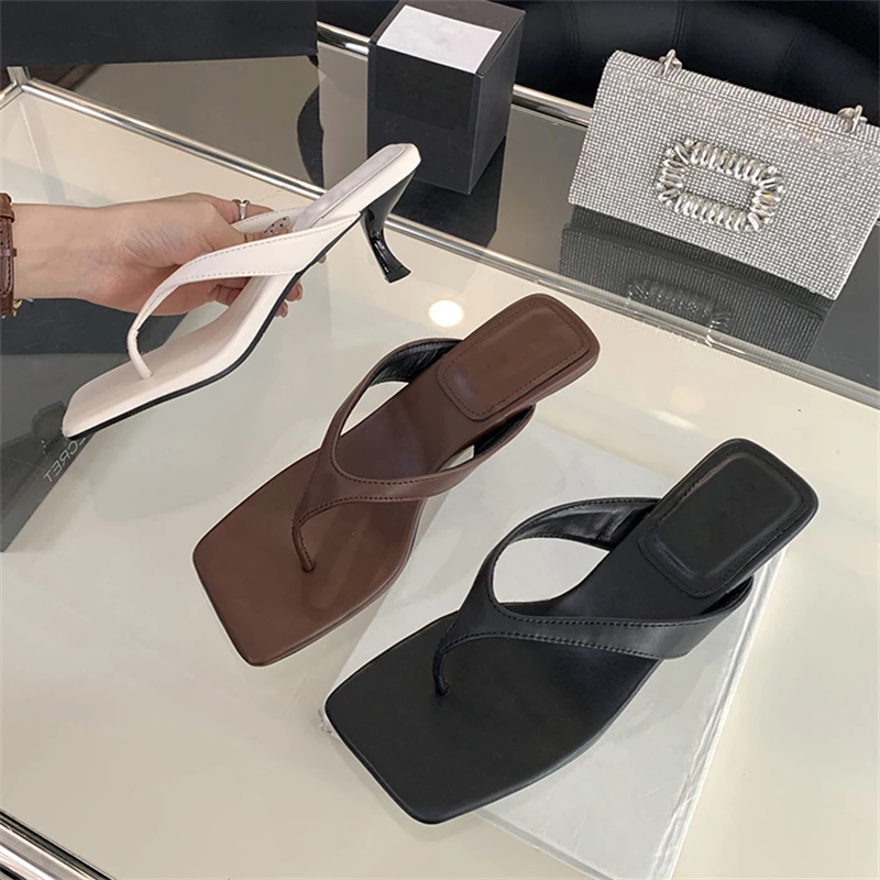 Eilyken New Fashion Square Open Toe Women Slippers Low Heels Sandals Summer Beach Flip-ps Slides Ladies Shoes 6c9d 4b5