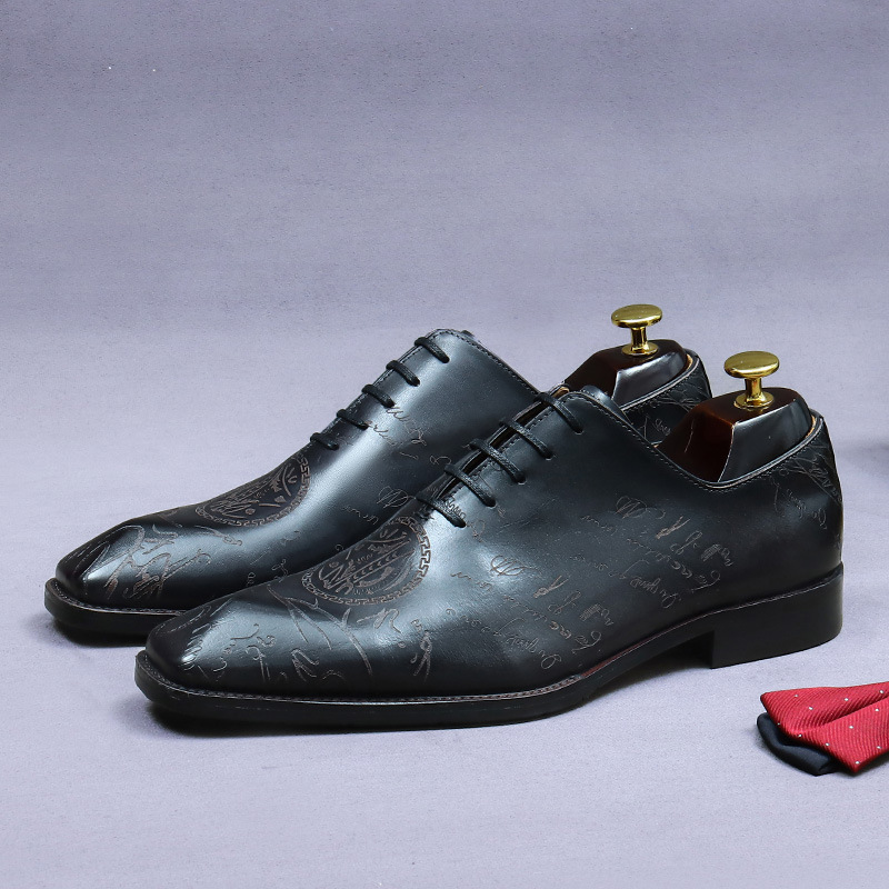 Top Quality Mens Wedding Dress Shoes Genuine Leather Oxford Men's Leather Shoes Lace Up Business Formal Shoes For Men