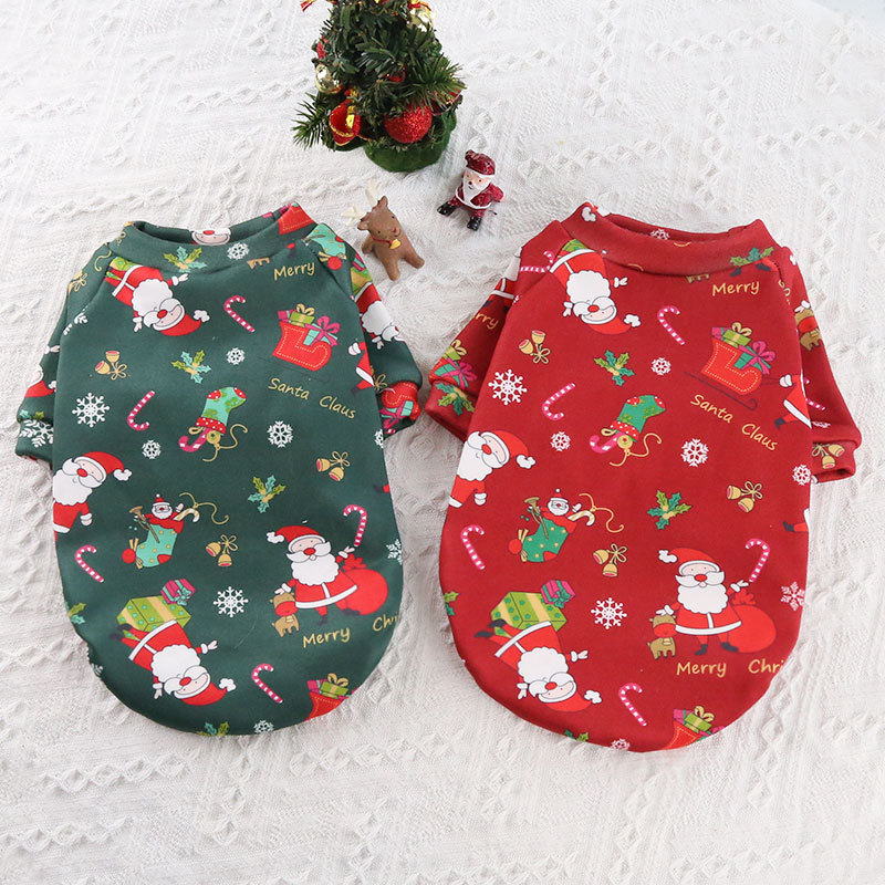 Christmas Dog Clothes Winter Warm Dogs Sweatshirt Cute Printed Puppy Costume Cat Coat Chihuahua Yorkshire French Bulldog