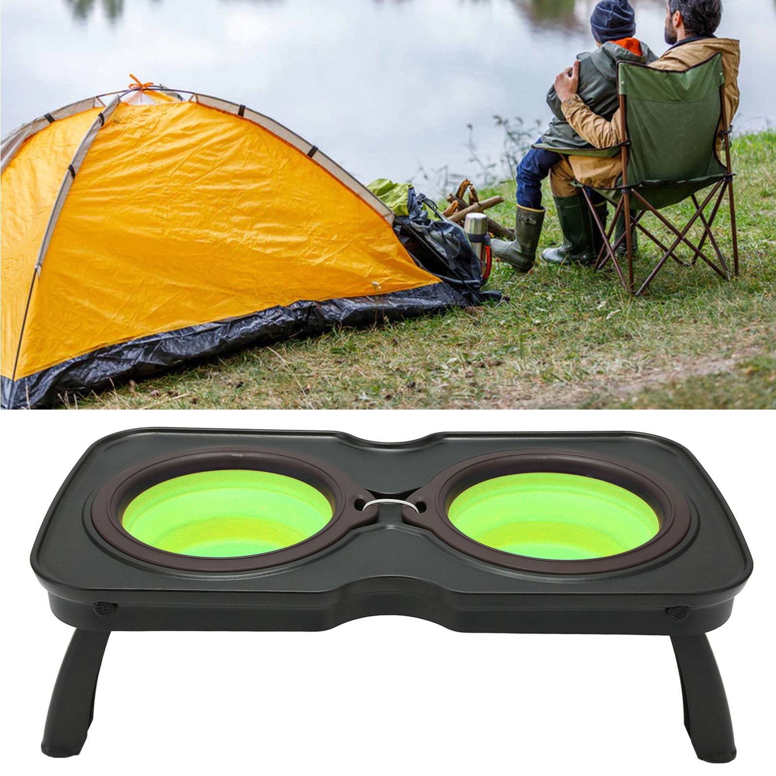 Foldable Elevated Dog Bowls Portable Double Folding Raised Dog Bowls With Stand For Outdoor Camping Travel
