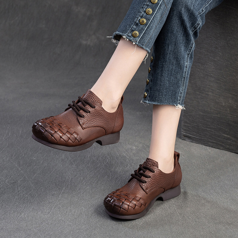 Comfortable Leather Pumps: Retro Solid Color Versatile Casual Women's Shoes
