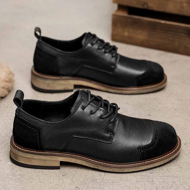 Luxury Brand New Men Casual Leather Shoes Comfortable Platform Genuine Leather 2024 British Lace-Up Outdoor Antiskid Ankle Boots