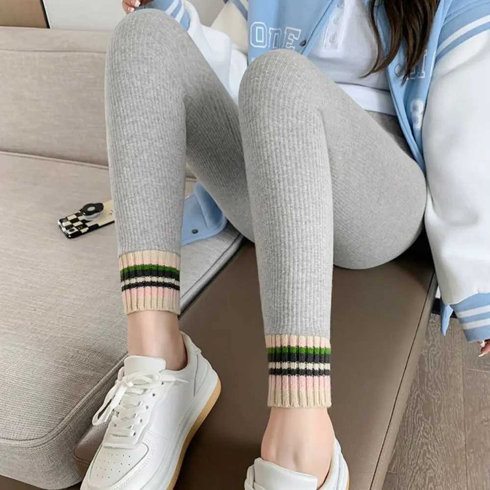 Fashion Threaded Women Leggings Autumn Winter Thickened Long Pants Warm Slim Fit UnderpantsX240914