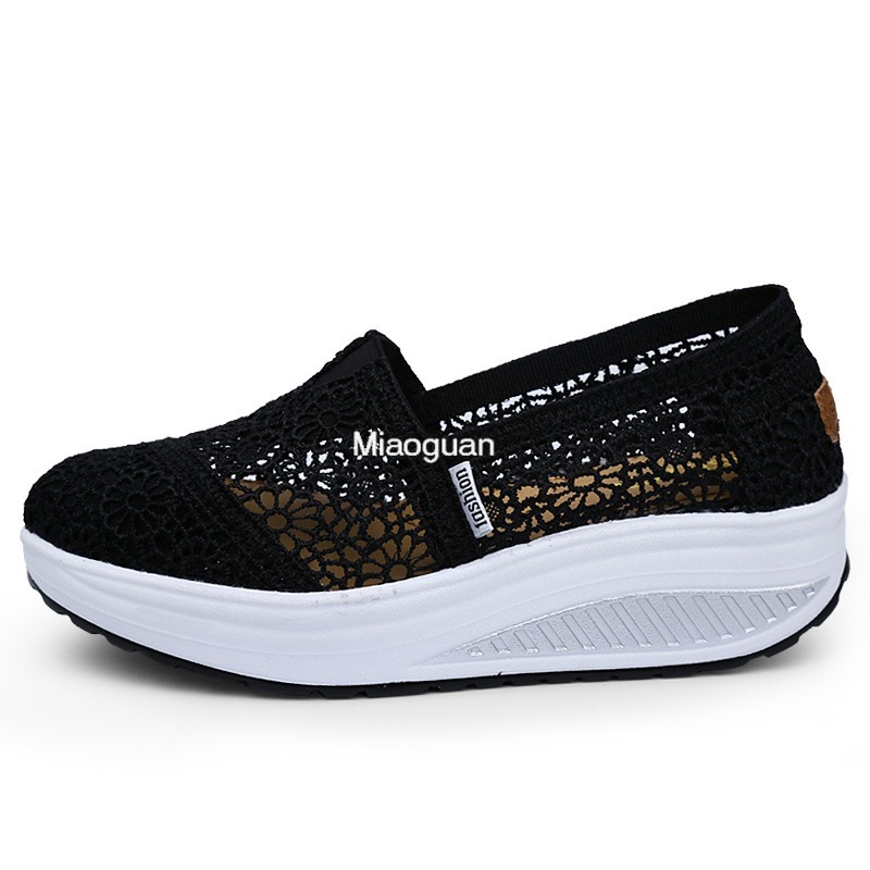 Outdoor Women's Shoes 2024 Spring/summer Breathable Mesh Non-slip Sports Thick-soled Sneakers Casual Shoes Round Head Plus Size