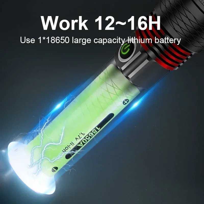 Powerful charging function LED flashlight waterproof alloy hand light 1000 meter ultra bright flashlight outdoor zoom tactical lightW240903