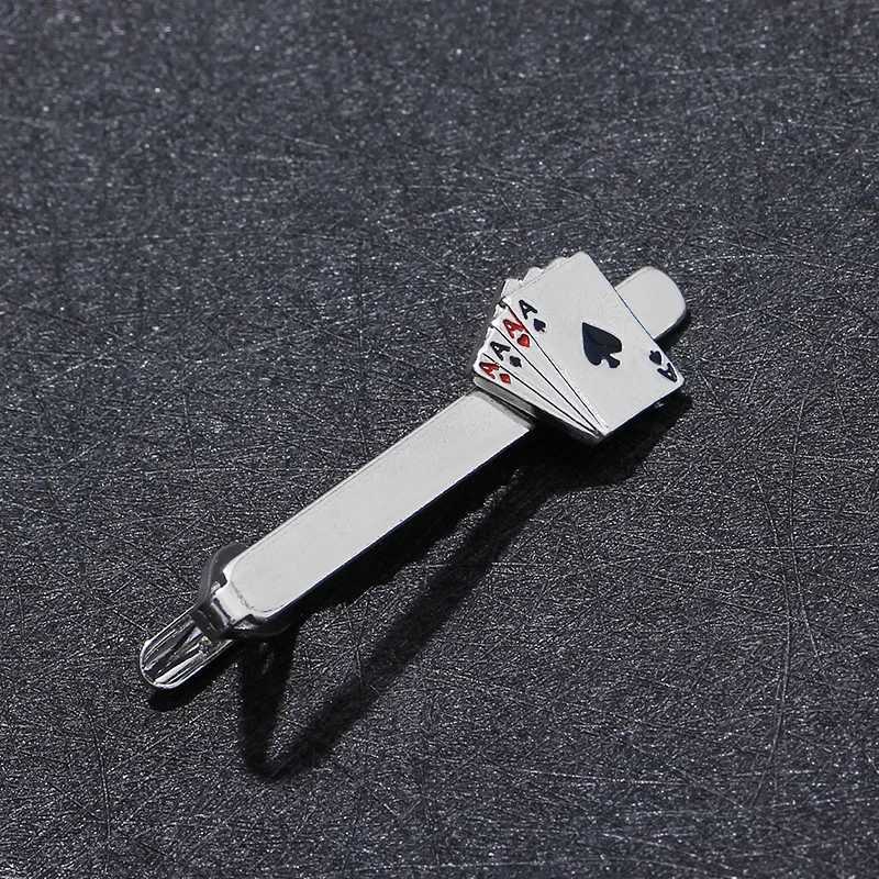 Fashion Trendy Mens Playing Card Four A Zinc Alloy Tie Clips for Groom Gentleman Business Casual Necktie Accessories GiftsX240914