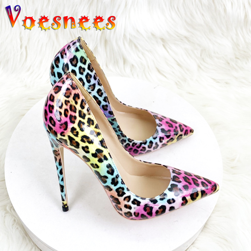 2023 New Colorful Leopard Print High Heels 10CM Women's Party Pumps Fashion Pointed Toe Career Single Shoes Wedding Stilettos