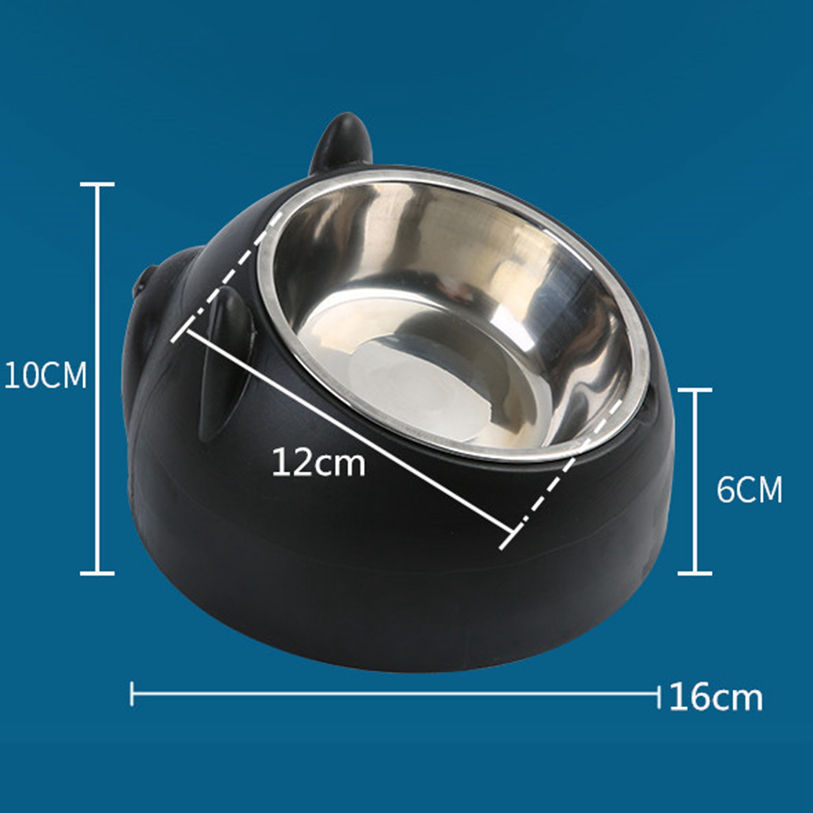 Feeder For Cats Pet Food Water Bowl Stainless Steel Detachable Cartoon Shape Dog Cat Feeding Bowlblack Cat Shape
