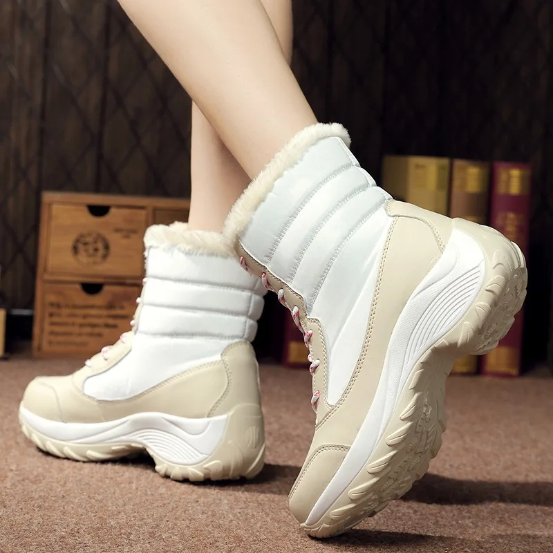 Winter High Top Women's Student Lace Up Midsole Thick Sole Anti Slip Cotton Warm Comfort Fashion Snow Boots a938