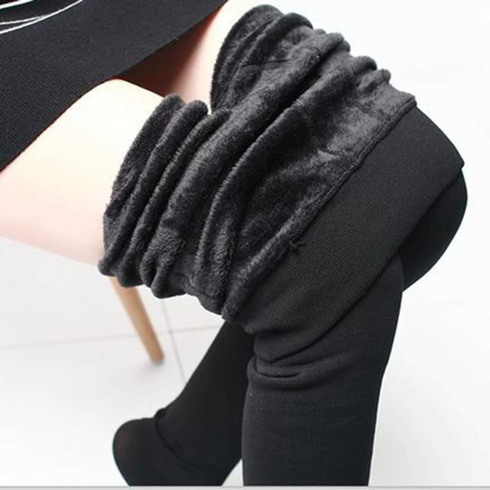 Fleece Leggings for Women High Waisted Plush Pearl Velvet Thick Warm Pants Stretchable Thermal PantsX240914