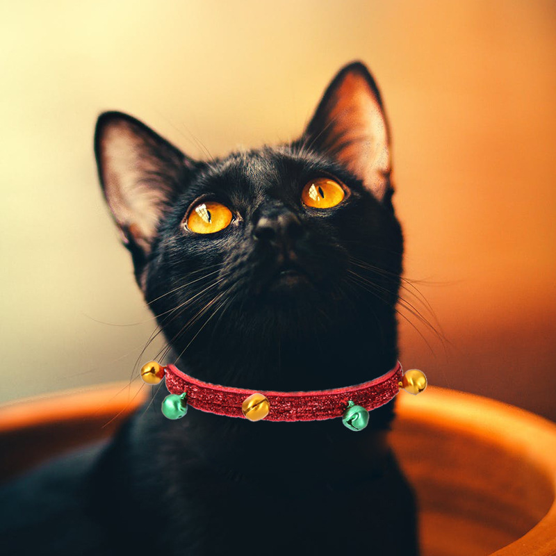 Christmas Pet Collar 1.0cm Pet Supplies Adjustable Cat Bell Collars with Metal Fasteners for Cats Kitten & Puppies Pet Ornaments