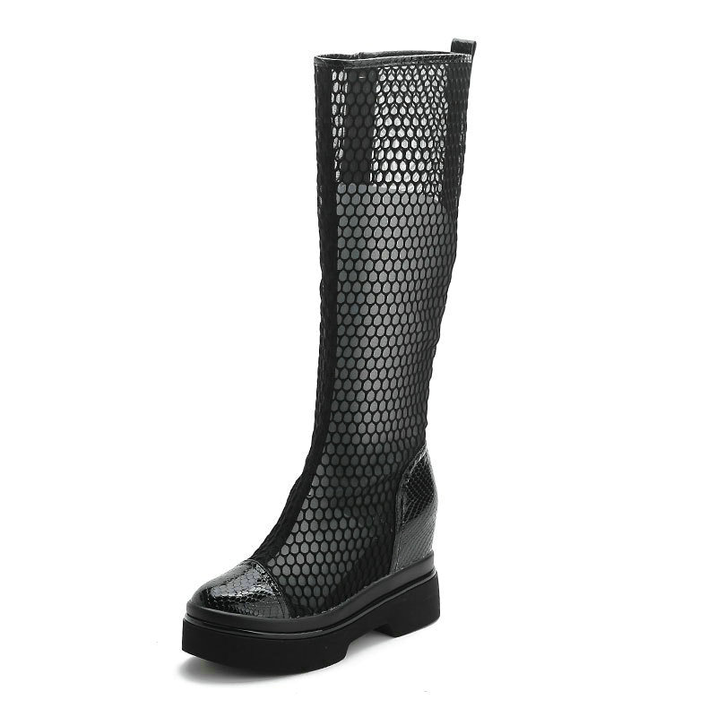 Summer Women's 2024 New Cool Inner Increasing Mesh Breathable Fashion Thick Soled Boots 70ba