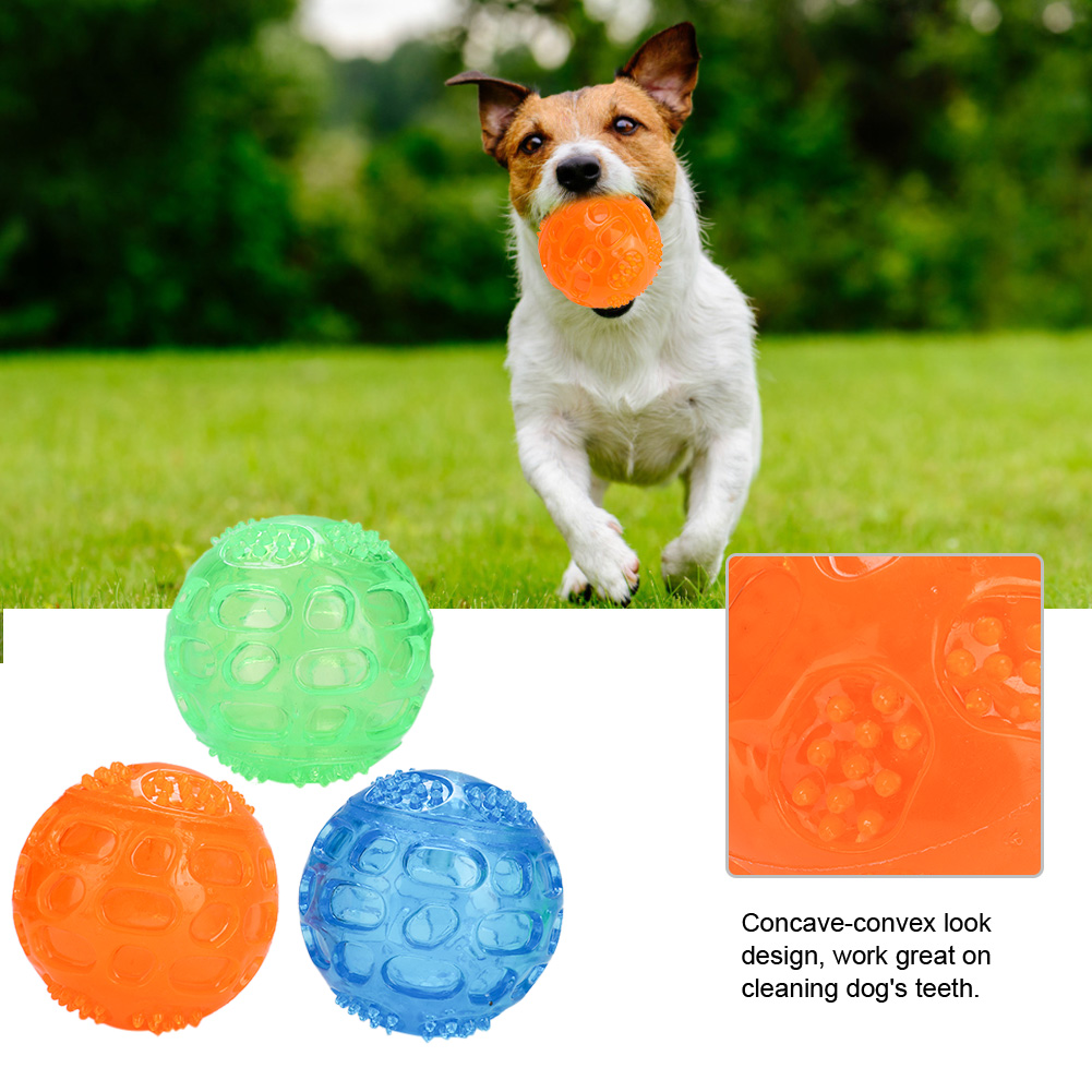 3Pcs/set Pet Dog Squeaky Chewing Ball Toy Puppy Cleaning Teeth Balls