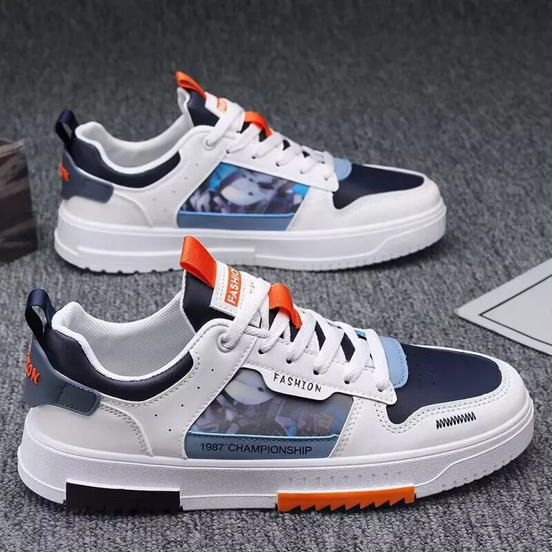 Seasons Men New New Breathable Canvas Korean Trendy Versatile Low top White Casual Board Shoes Fashion Blue
