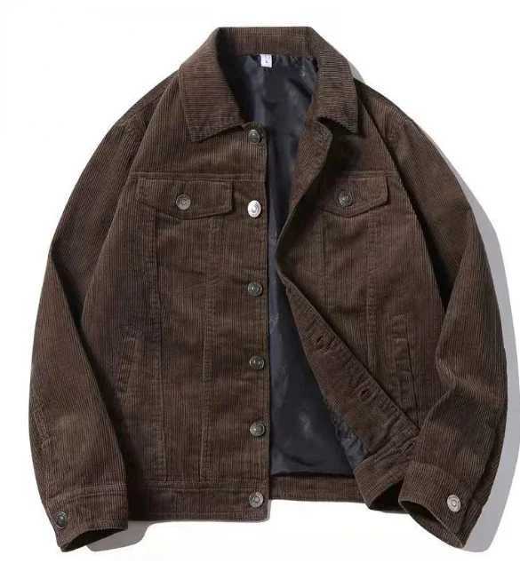 Spring and autumn mens retro corduroy jacket high-quality pure cotton striped casual jacket youth fashion classic mens jacket size 4XL W240914