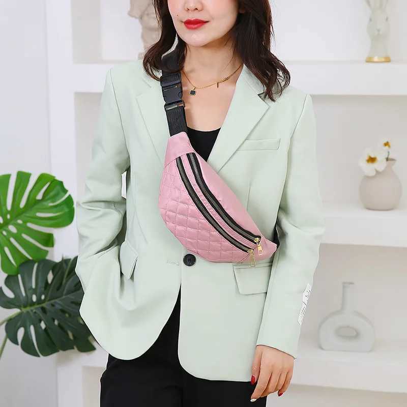 Womens waterproof waist bag fashionable casual chest handbag unisex sports travel wallet plain weave waist bag belly bag Z250407-1