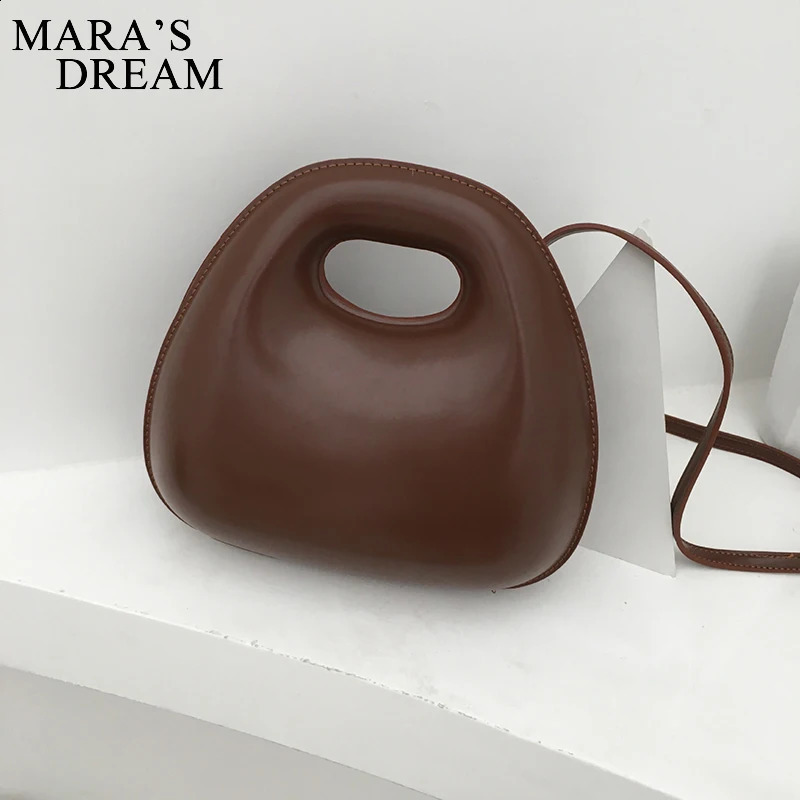 Maras Dream Fashion Womens Egg Bag Shell Shape Retro Round Womens Handbag Black Leather Bag Womens Handbag Cross Body 240912