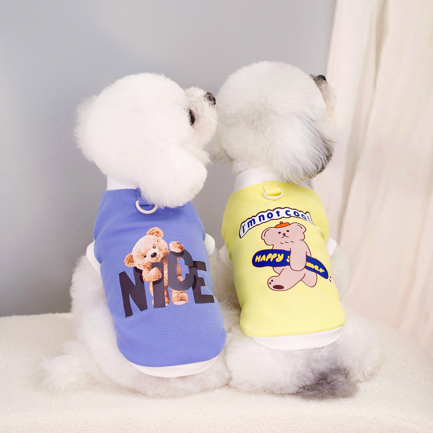 Autumn Custom Label Pet Cute Pattern Hot Stamping Dog Vest Teddy Breathable Clothes