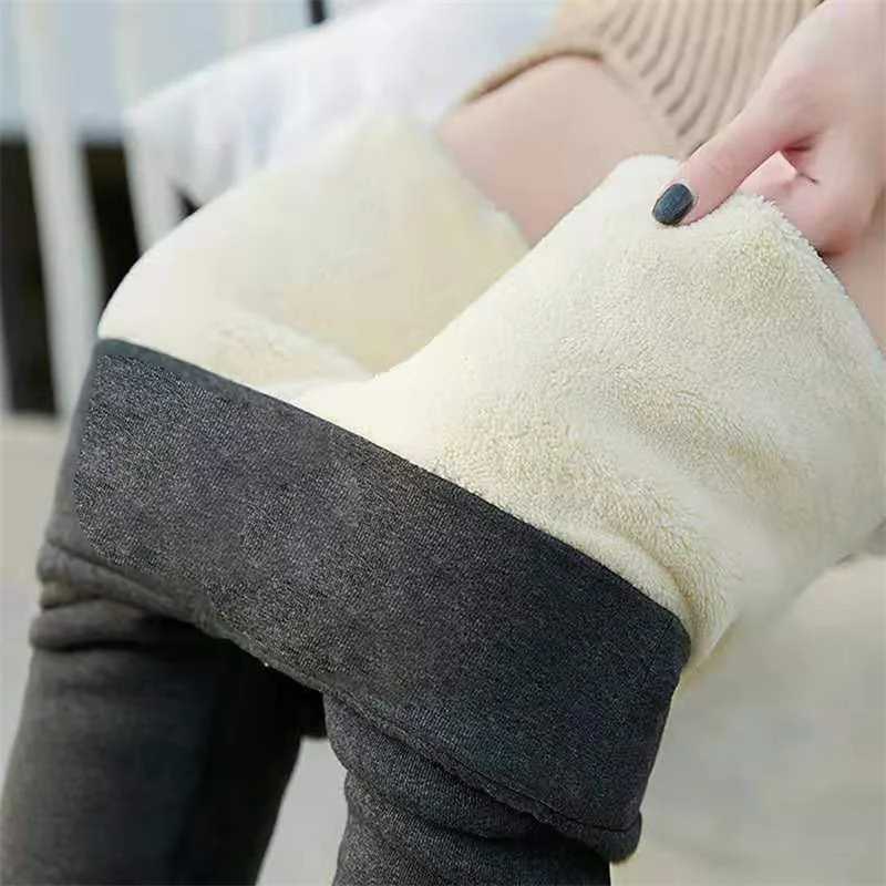 Women Winter Plus Velvet Stretch Leggings Solid Color High Waist Warm Leggings Women Lamb Cashmere Thick Winter LeggingsX240914