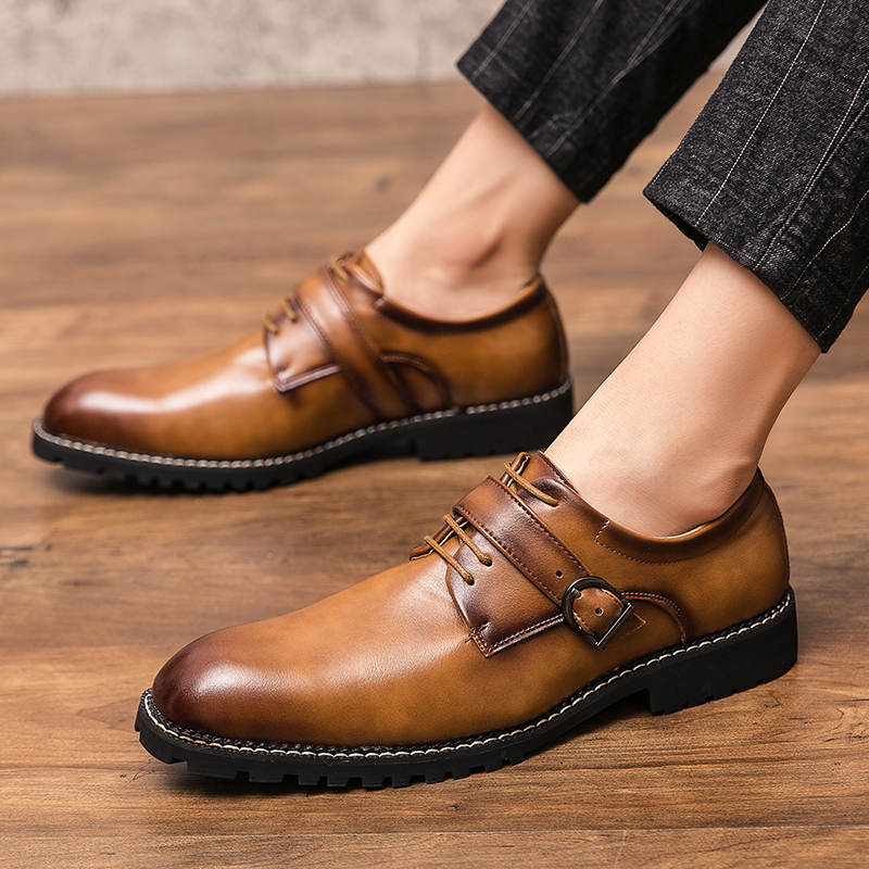 6~12 Size Men's Dress Leather Designer Fashion Groom Red Wedding Buckle Italian Male Casual Loafers Oxford Shoes for Men ccef