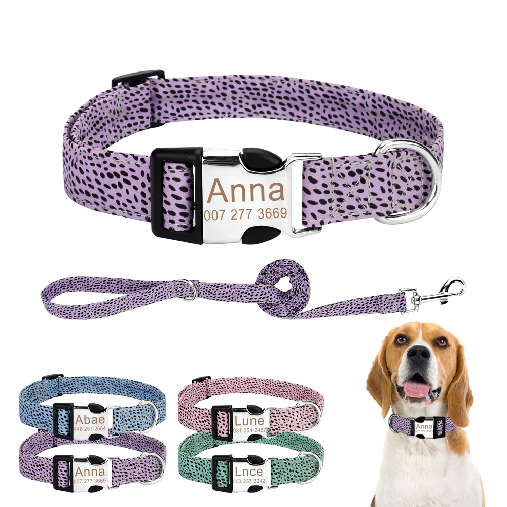 Dog Collar and Leash Set Combo Safety Set for Daily Outdoor Walking Running Training Small Medium Large Dog Custom Nameplate ID