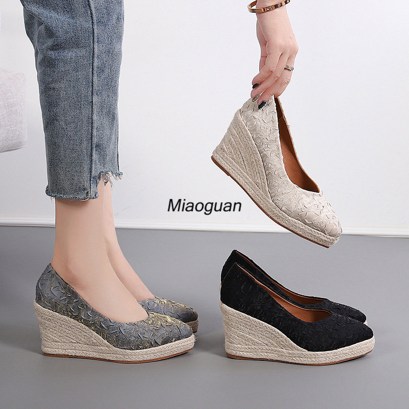 Fashion High Heels Women Wedges Shoes Elegant Ladies Party Shoes Brand Pumps Retro Spring Autumn Woman's Platform Wedge Heel 8cm