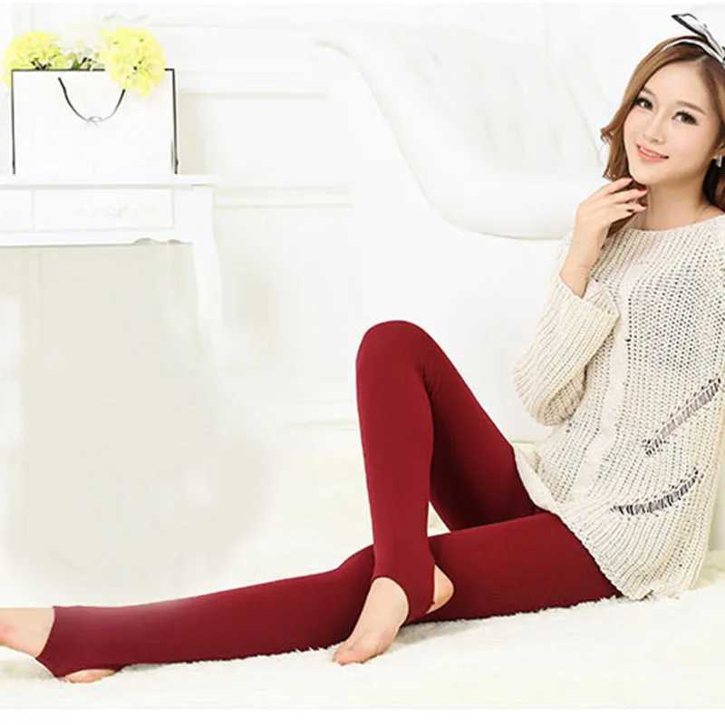 Kakafoesa New Fashion Casual Warm Faux Velvet Winter Leggins Women Leggings Knitted Thick Slim Women Legins Woman Solid PantsX240914