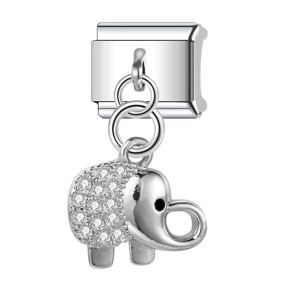 New Women's Gift shine stars pendant Bead Italian Charms Links Bangle Beads Fit 9mm Stainless Steel Bracelet Making DIY For Women Fashion Jewelry