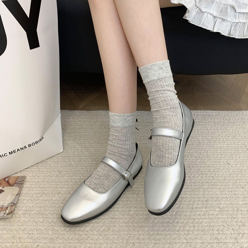 SUOJIALUN 2024 Spring New Women Flat Shoes Fashion Silk Square Toe Shallow Ladies Ballet Shoes Soft Casual Flat Mary Jane Shoes