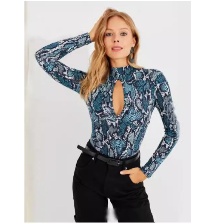 Women's Leopard Print Slim Fit T-Shirt With Round Neck