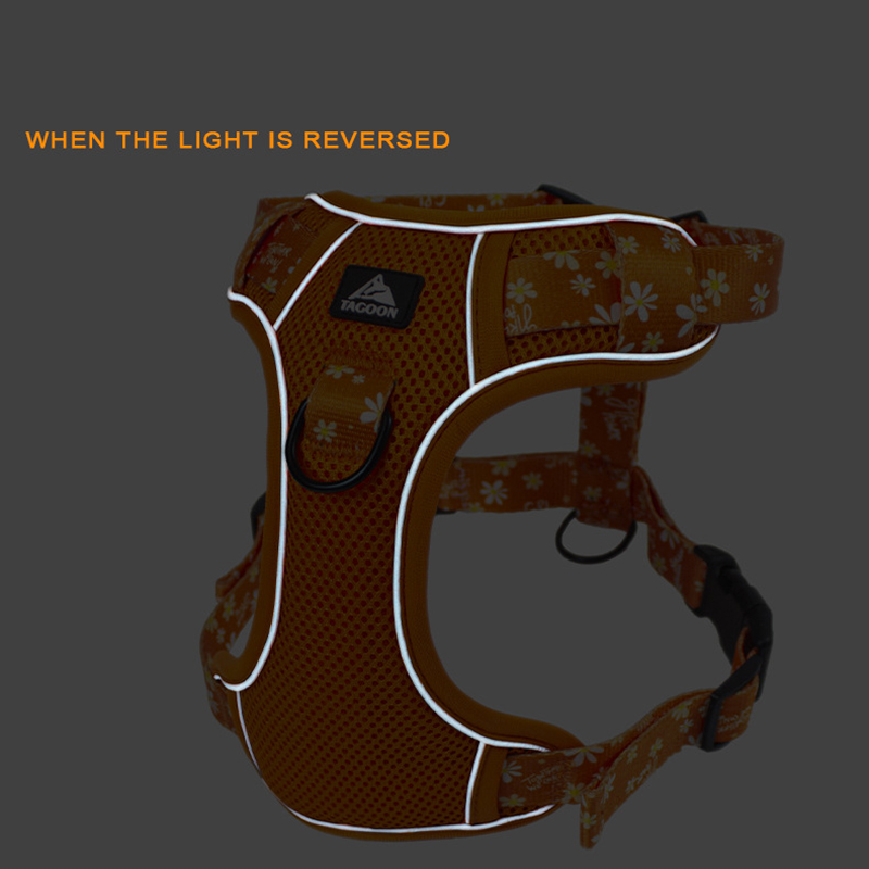 Reflective Pet Harness Adjustable Exquisite Printed Dog Harnesses Mesh Breathable for Small Medium and Large Dogs Outdoor Travel