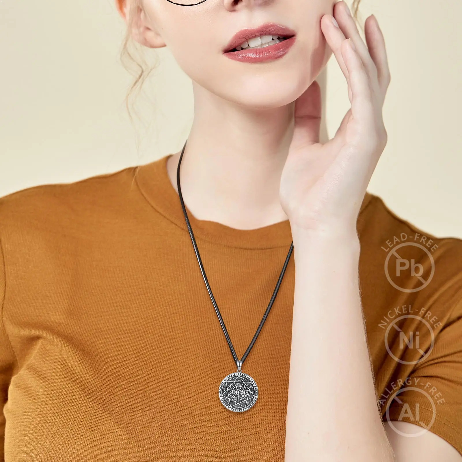 Eudora 925 sterling silver seven angel amulet necklace suitable for men women rune summoning magic circle pendant religious jewelry gift 240912