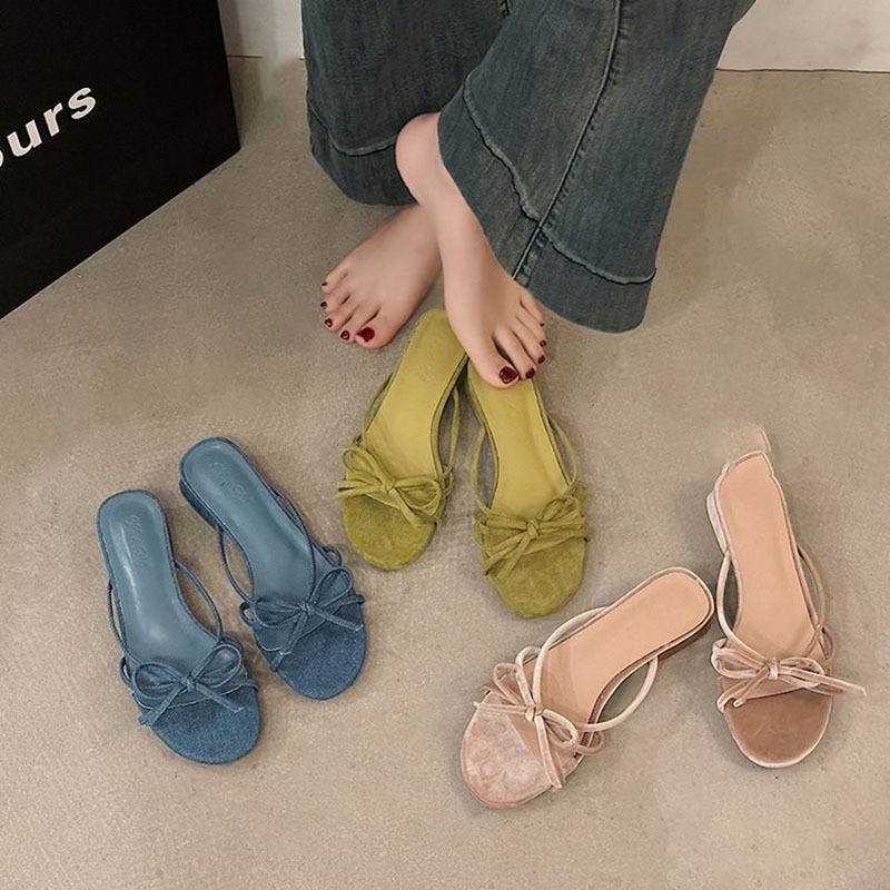 heel Square High-Heeled Shoes Lady Womens Slippers Outdoor Med Slides Pantofle Block New Designer Summer 2024 Pumps Rome Cott 4580