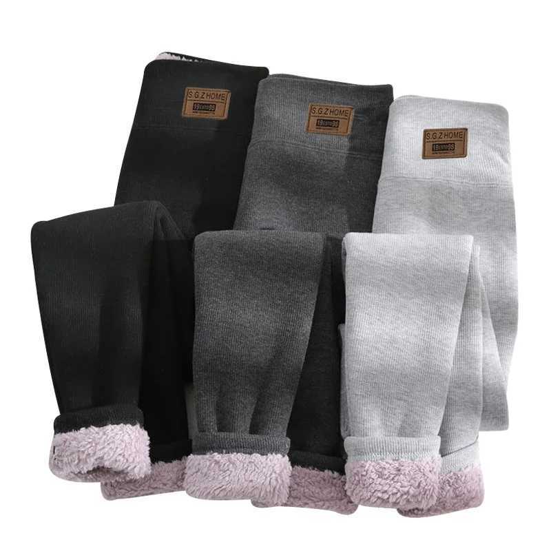 Women Thicken Casual Pants Warm Fleece Lamb Wool Winter Velvet Black Warm Leggings Cold Resistant Female High Waist PantsX240914